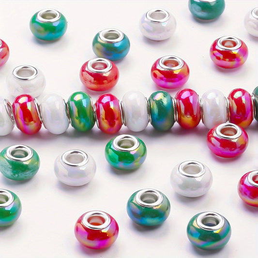 50pcs Christmas European Large Hole Spacer Beads