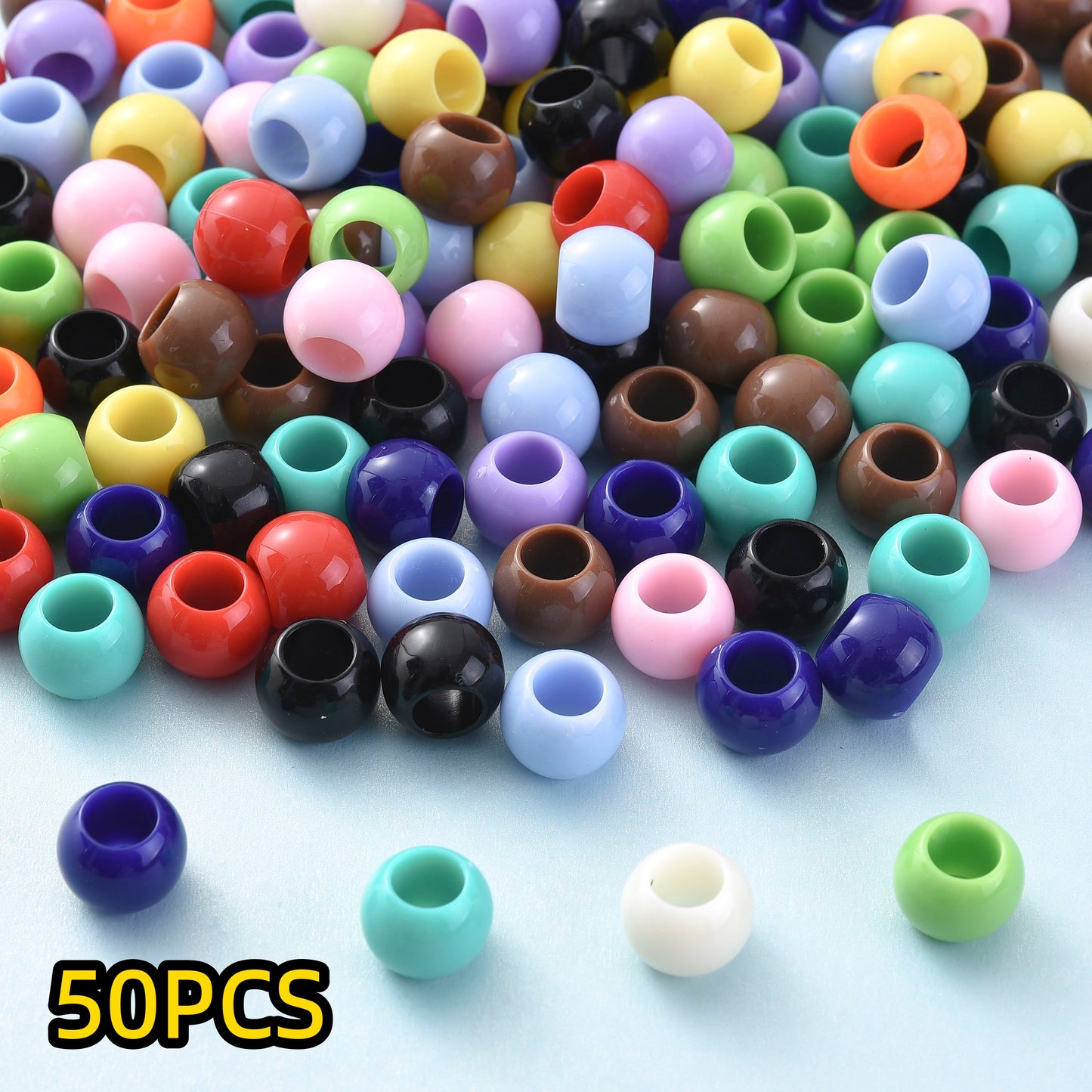 50pcs 9x12mm Colorful Acrylic Large Hole Beads