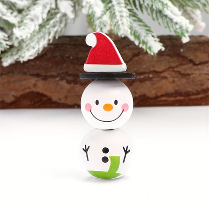 5pcs Christmas Snowman Wooden Round Beads