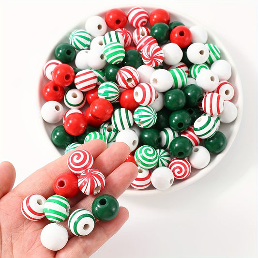 20pcs 16mm Christmas Wooden Round Beads