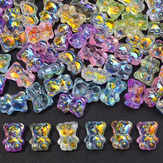 Transparent AB Bear Glass Beads