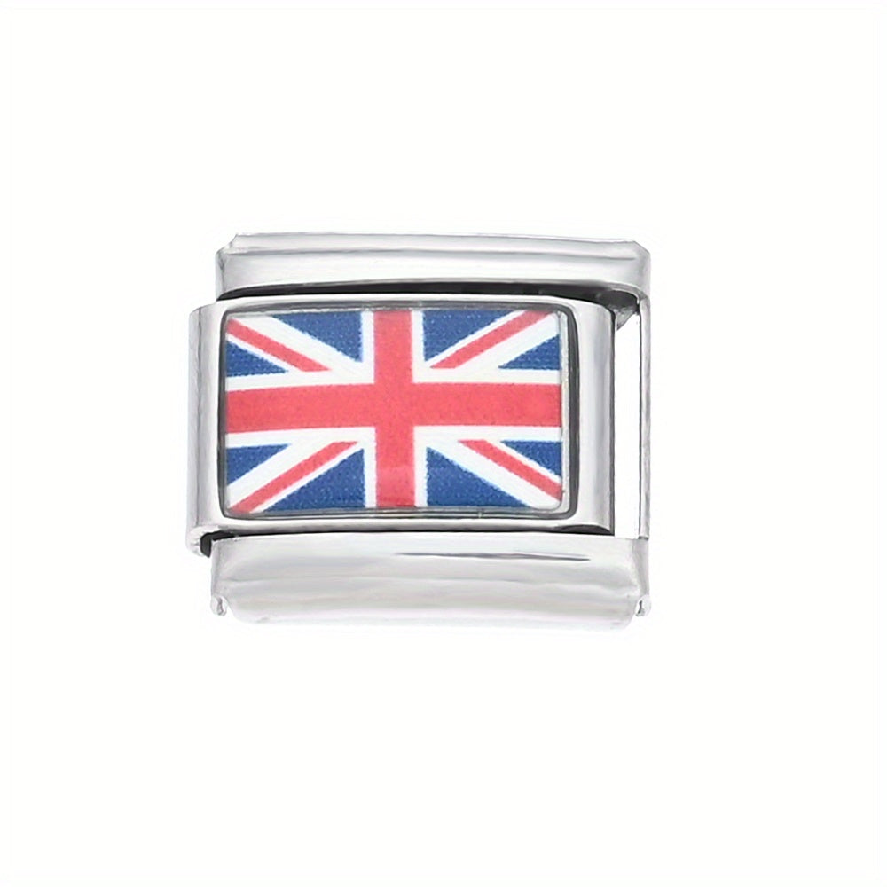1pc 9x10mm Stainless Steel World Flag Module Charm Bead