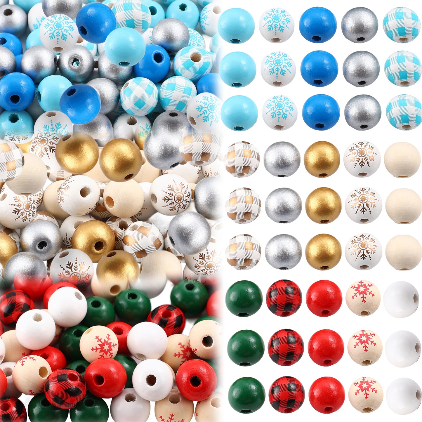 Christmas Wooden Pattern Spacer Beads