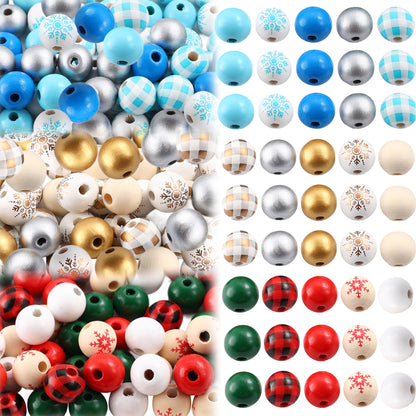 Christmas Wooden Pattern Spacer Beads