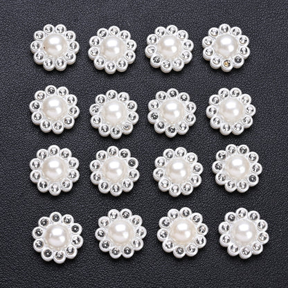 White Imitation Pearl Sunflower Flatback Beads