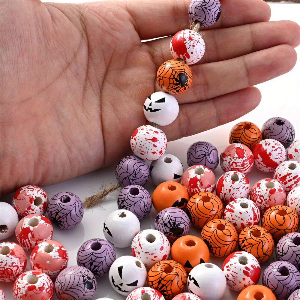 Halloween Wooden Pattern Beads