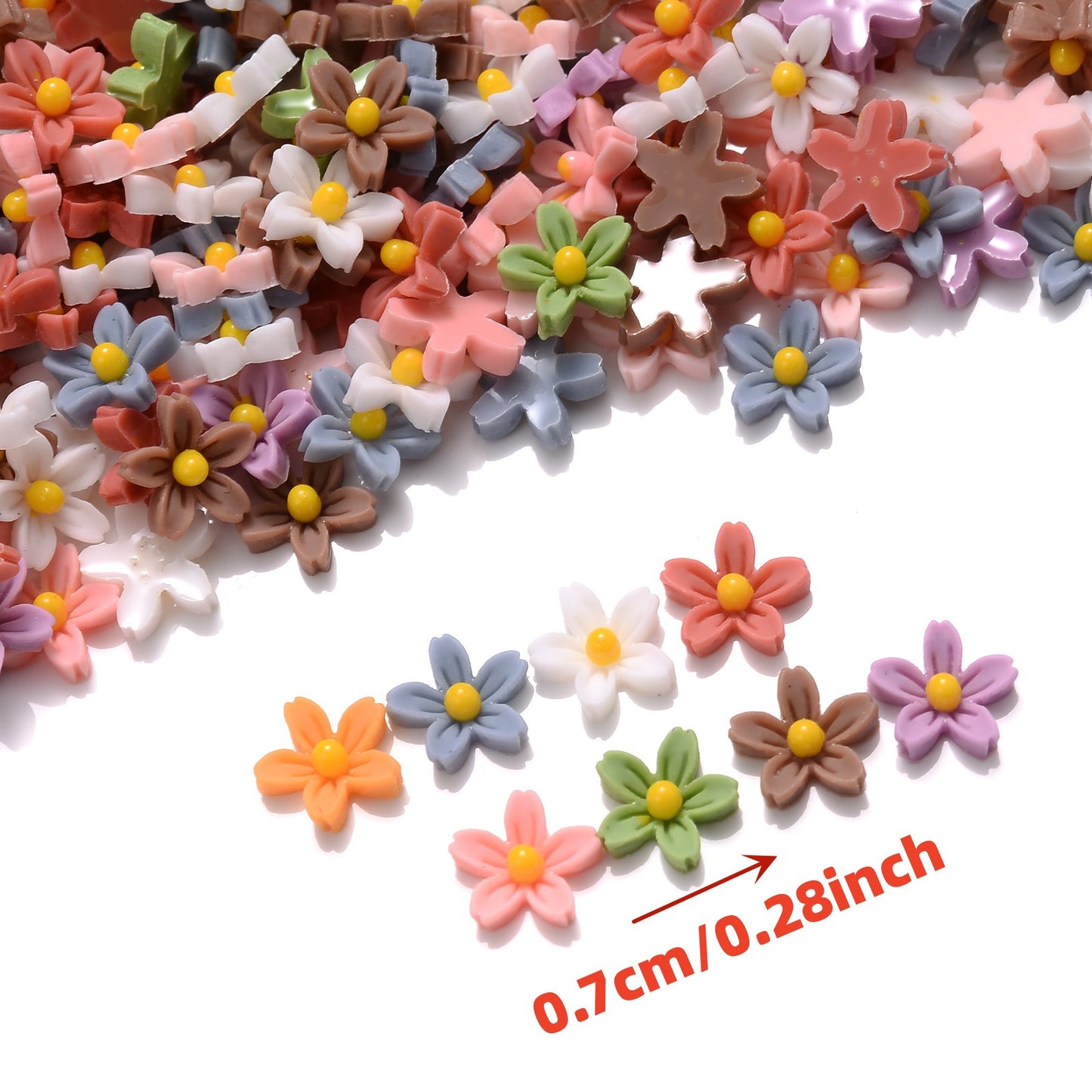 100pcs Mini Flower Flatback Beads
