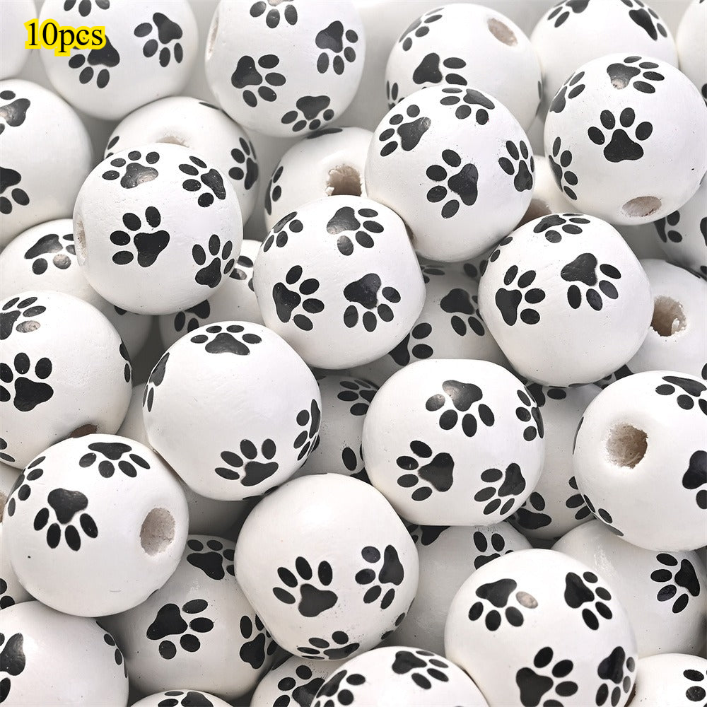 Dog-Themed Wooden Beads