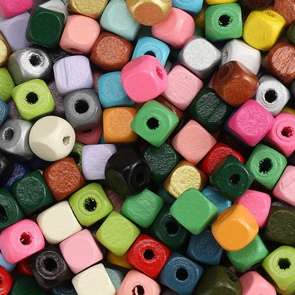 200pcs 6/8/10mm Square Wooden Beads