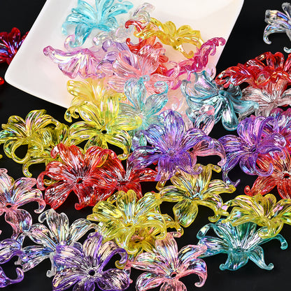60pcs/box 37x42mm Fleur-de-lis AB Sparkling Flower Beads