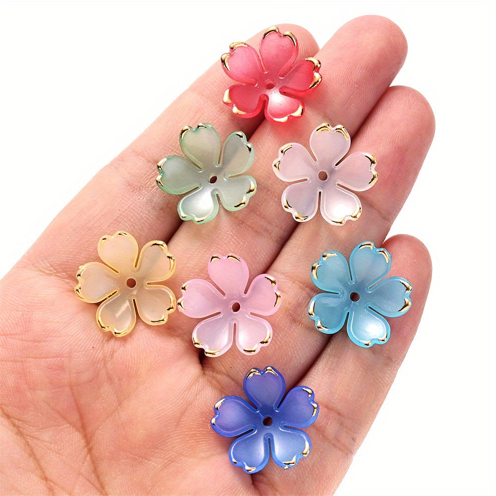 Multicolor Sakura Spacer Beads with Golden Edge
