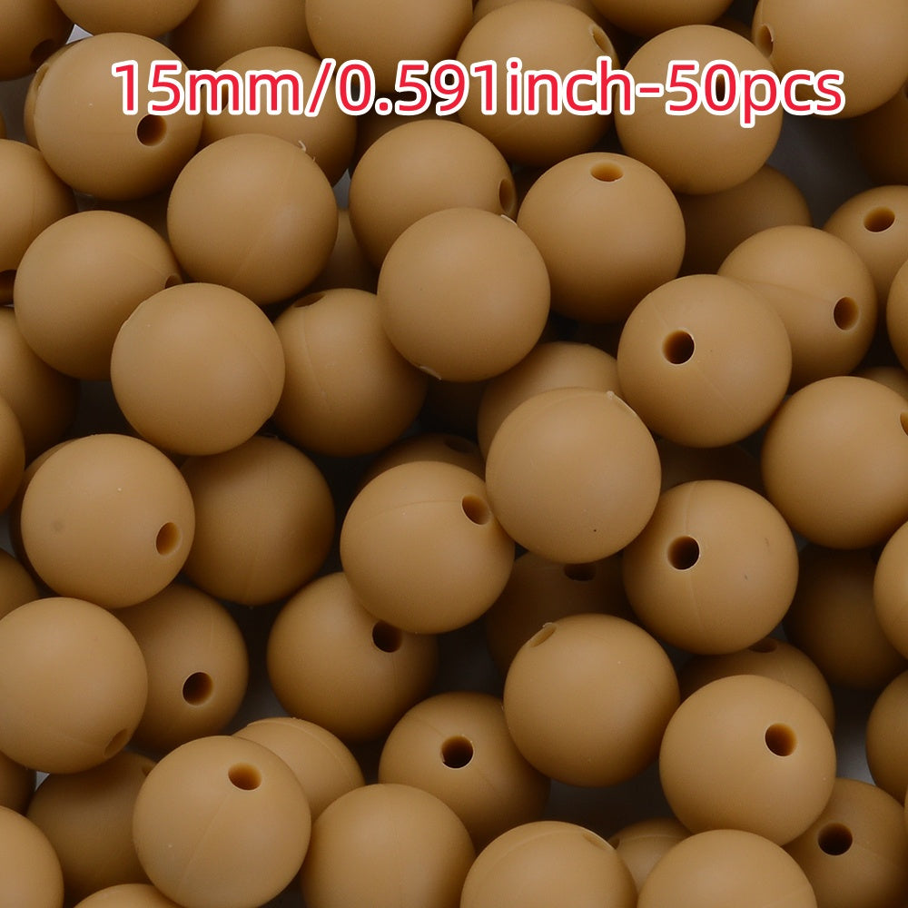 50pcs 12/15mm Rainbow Silicone Round Focal Beads