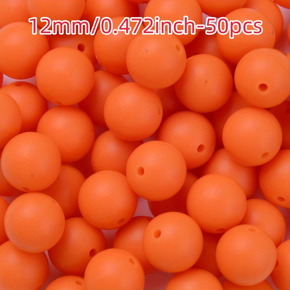 50pcs 12/15mm Rainbow Silicone Round Focal Beads