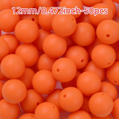 50pcs 12/15mm Rainbow Silicone Round Focal Beads