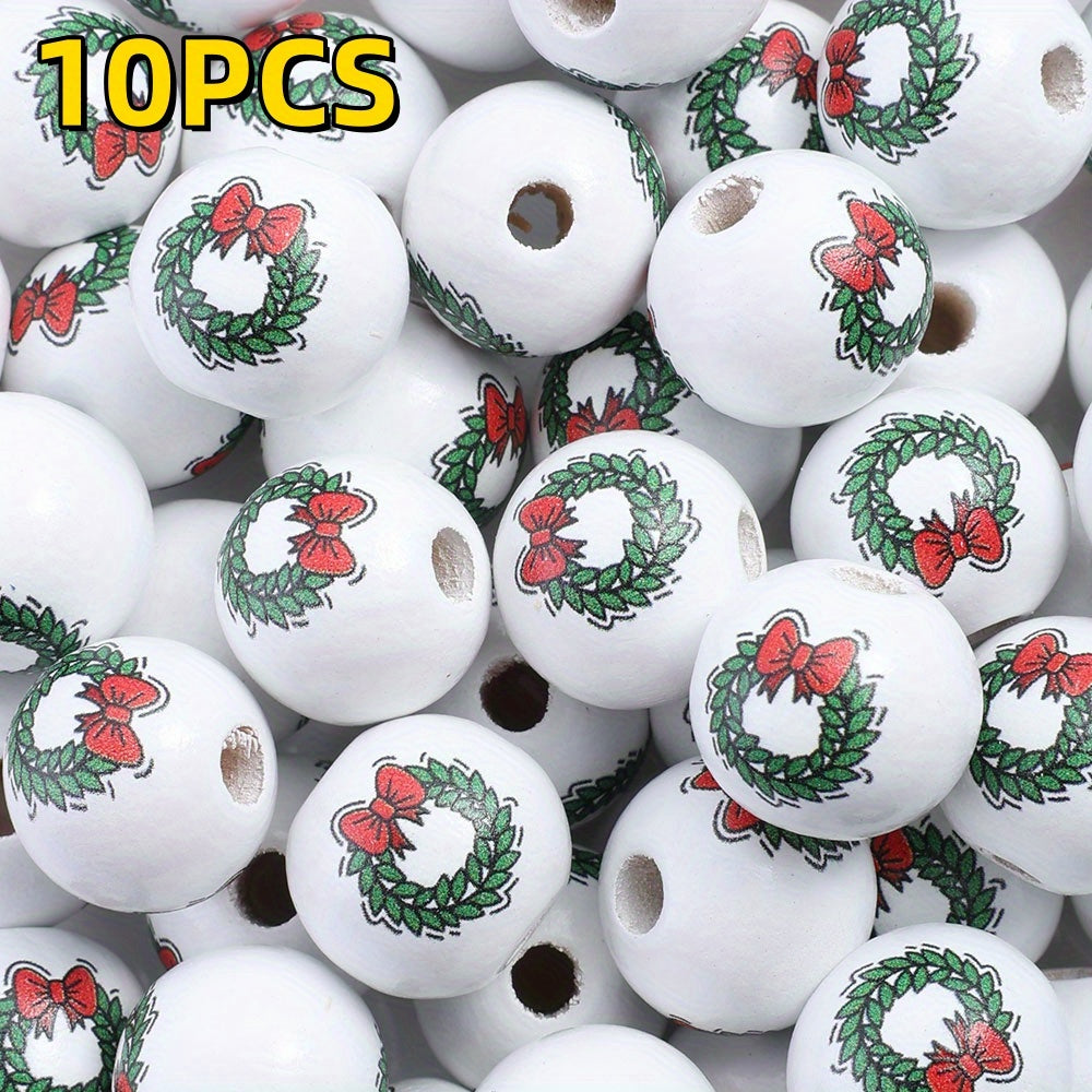 10pcs/set 16mm Christmas Wooden Beads