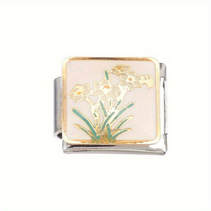 1pc 9x10mm Stainless Steel Landscape Painting Module Bead