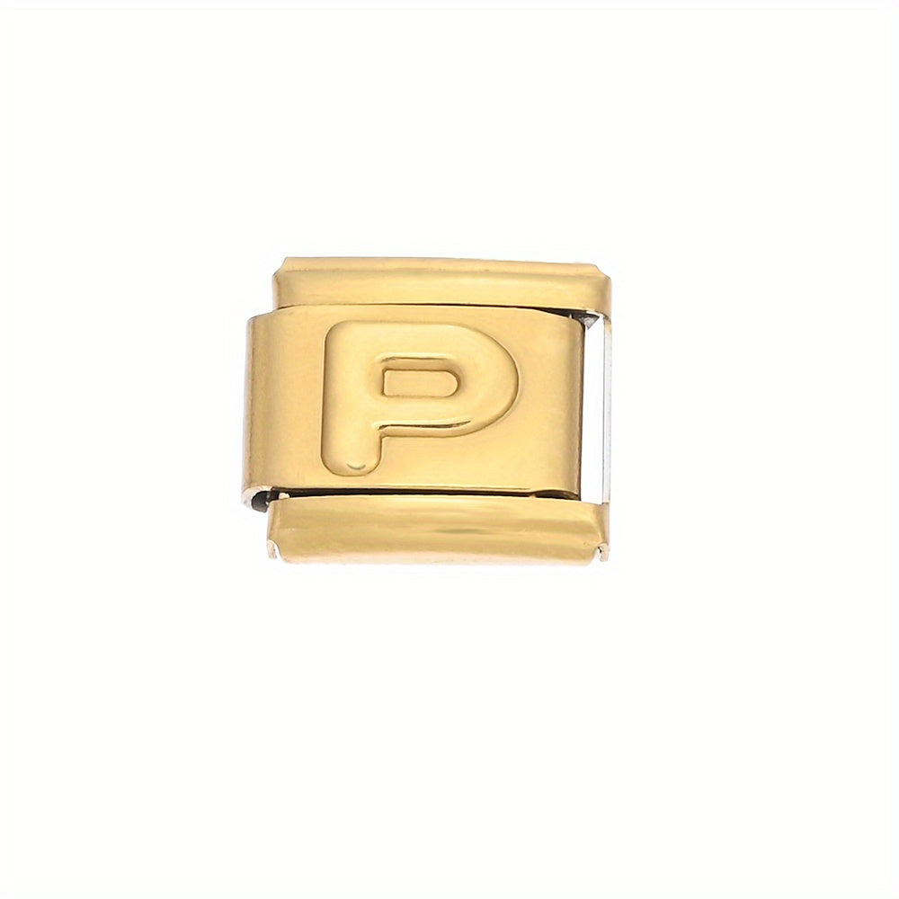 1pc 9x10mm Golden Stainless Steel Letter Bead
