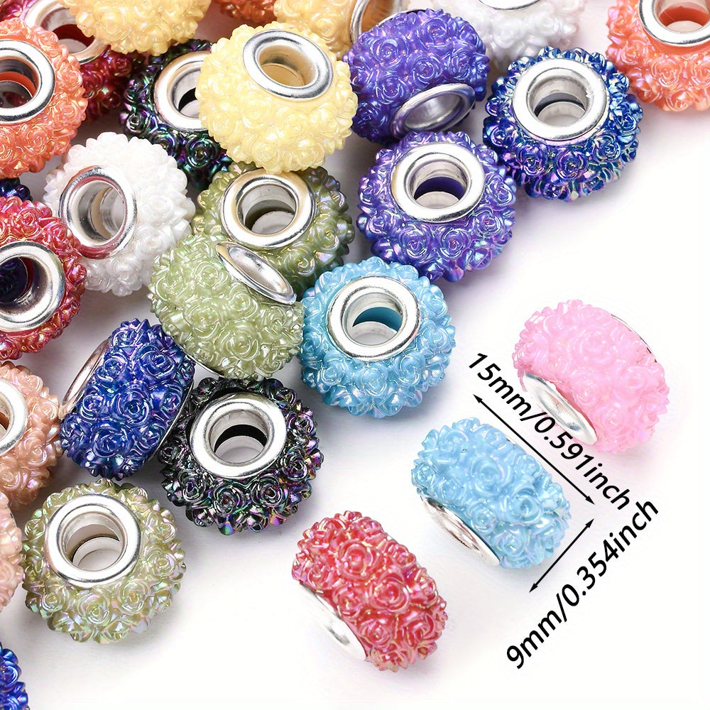 50pcs 9x15mm Rose Flower Acrylic European Beads