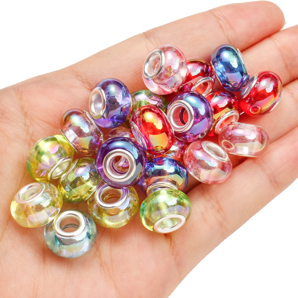 9x14mm Iridescent Acrylic Round Beads