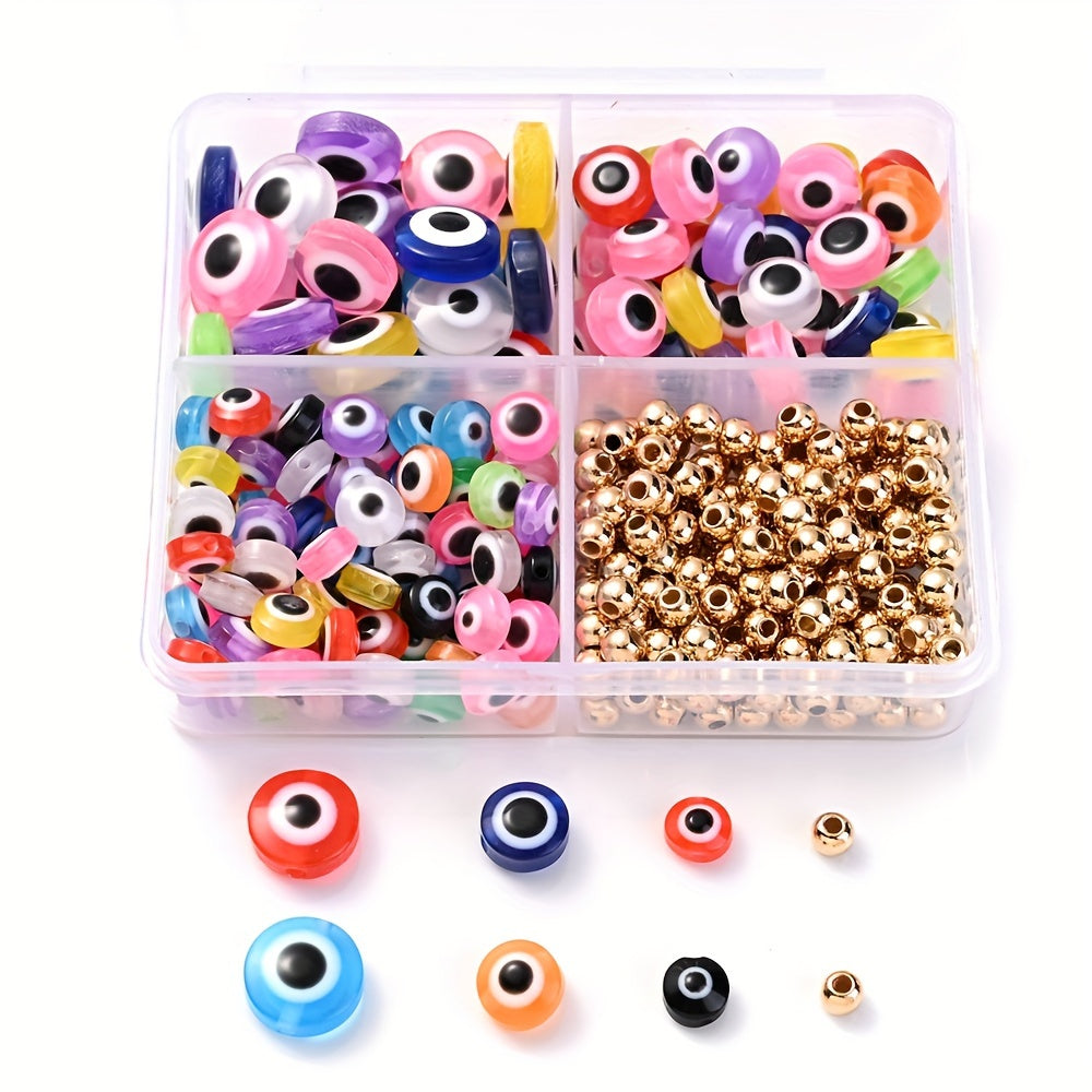 260pcs Mixed Color Acrylic Eye Beads with 4mm Spacer Beads
