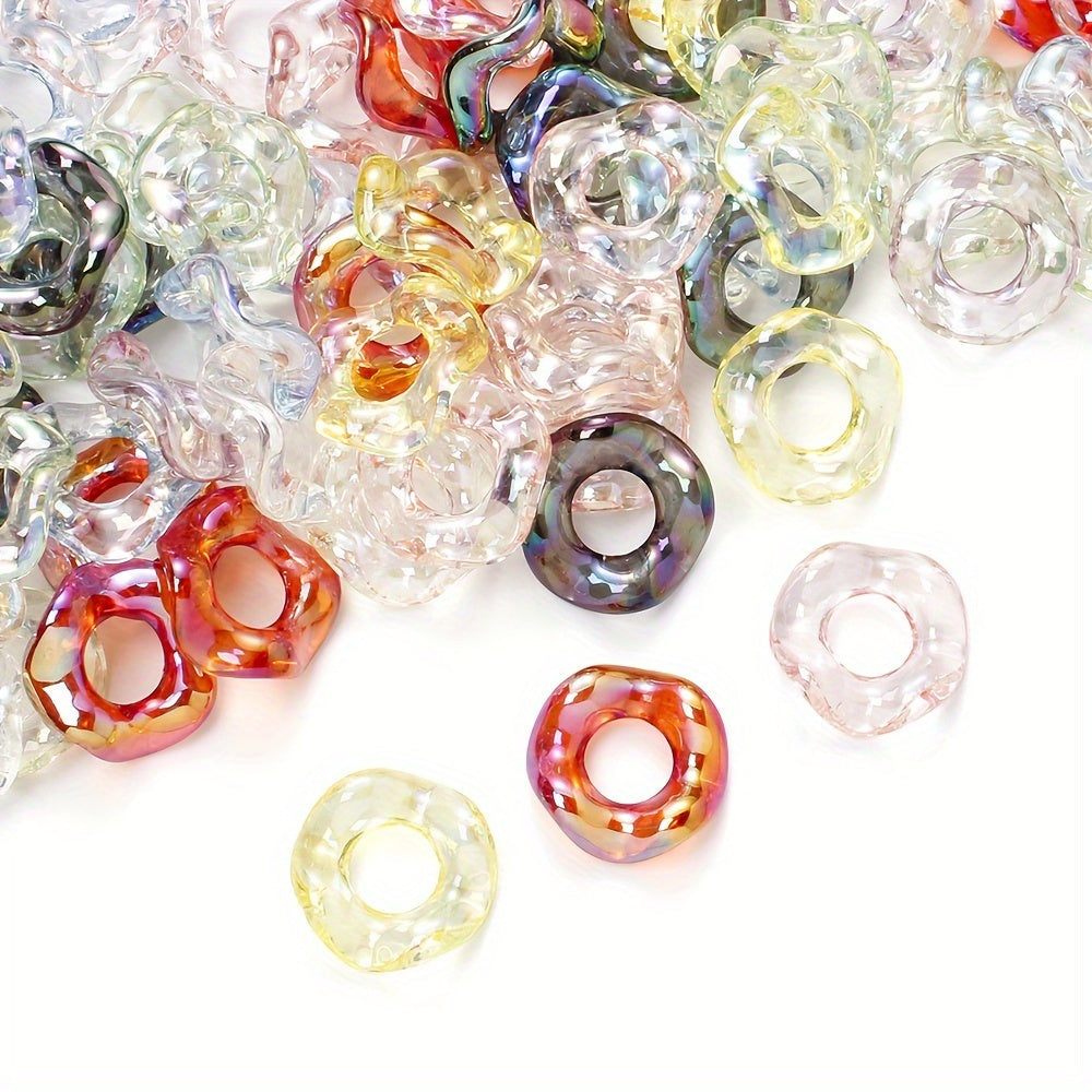 20pcs 16mm Shiny Acrylic Wave Ring Beads