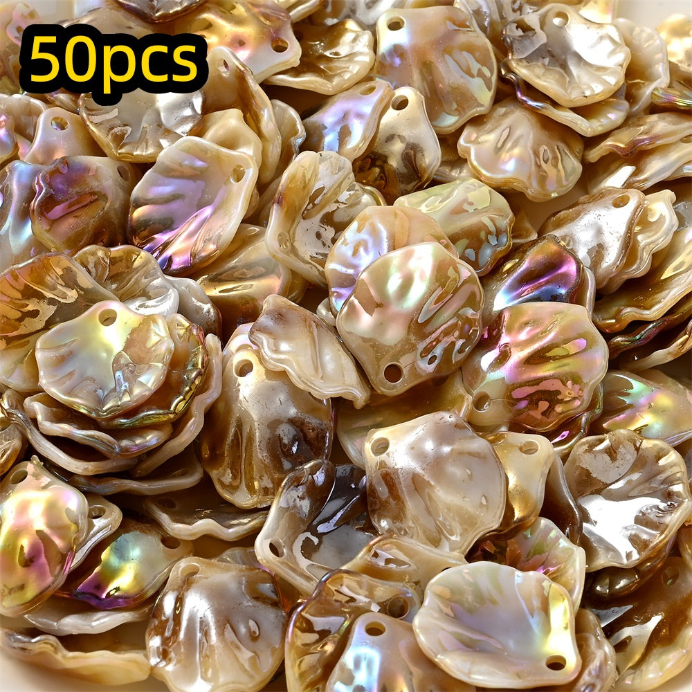 50pcs 15x17mm Acrylic Shell & Leaf Beads