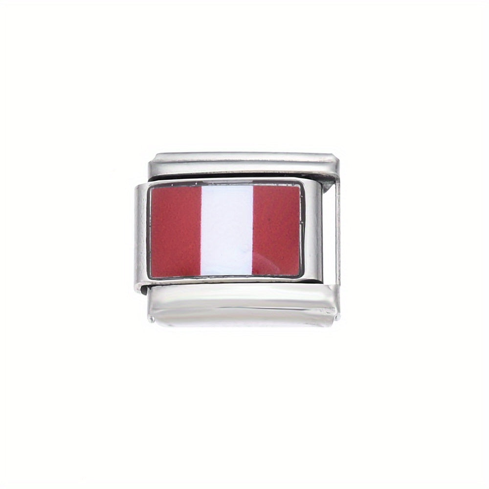 1pc 9x10mm Stainless Steel World Flag Module Charm Bead