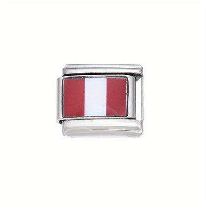 1pc 9x10mm Stainless Steel World Flag Module Charm Bead