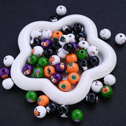 Halloween Wooden Pattern Beads