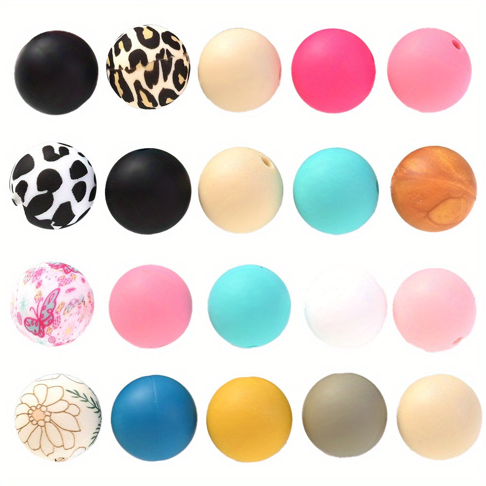 15mm Leopard Butterfly Sunflower Silicone Print Focal Beads