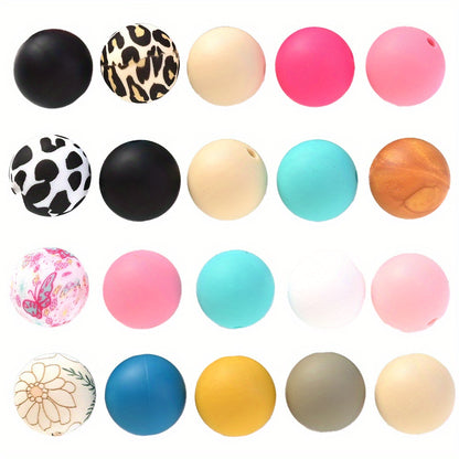 15mm Leopard Butterfly Sunflower Silicone Print Focal Beads