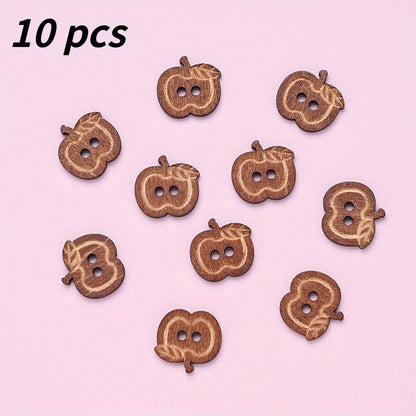 15x15mm Wooden Apple-Shaped Button Beads