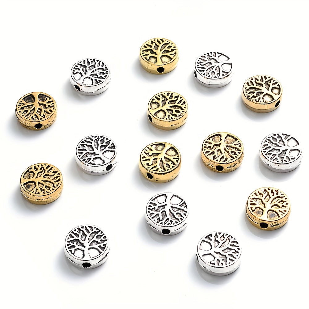 9mm Round Flat Tree of Life Metal Beads