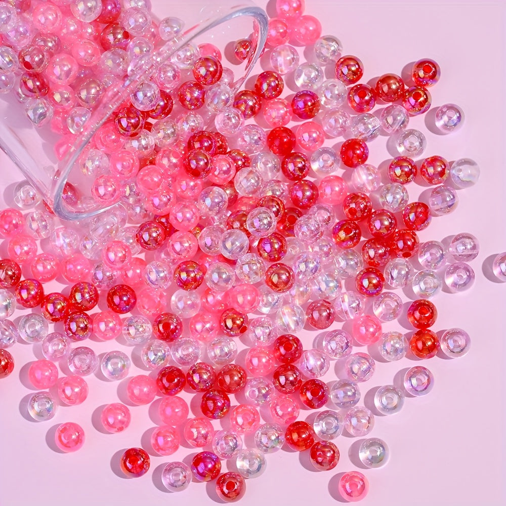 8mm Pink AB Color Acrylic Round Beads