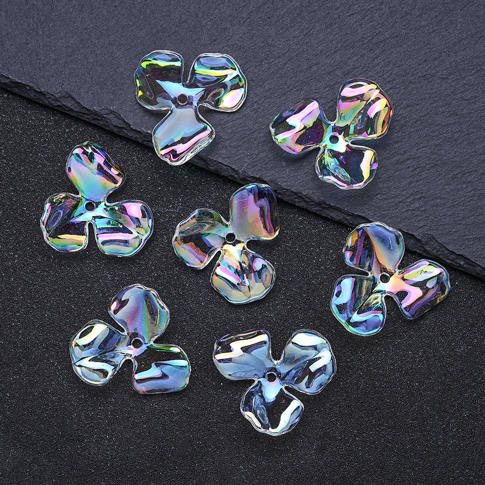 30x35mm UV Coated Floral Acrylic Beads