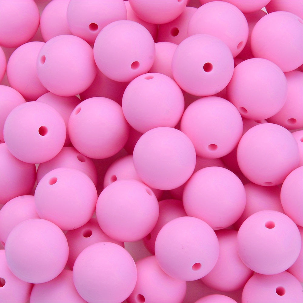 50pcs 12/15mm Rainbow Silicone Round Focal Beads