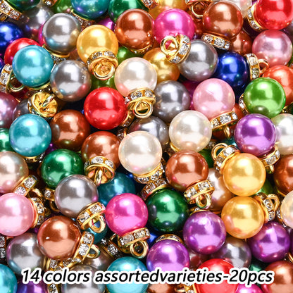 20pcs 10x15mm Multicolor Imitation Pearl Ball Charms