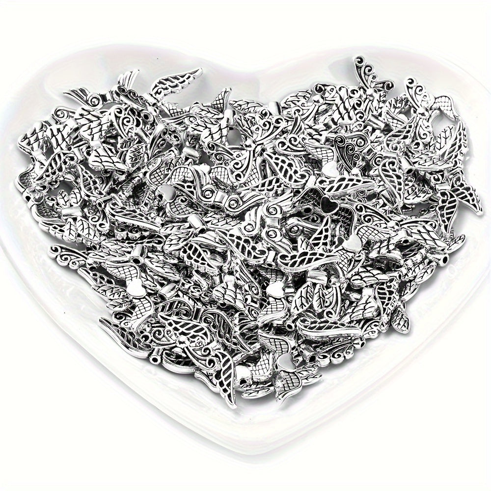 20pcs/set 22x81mm Ancient Silver Wing Alloy Charms