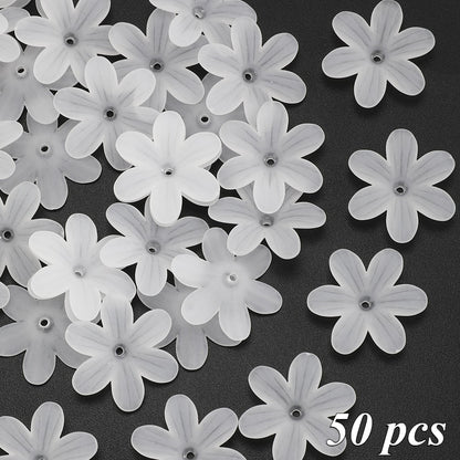 White Frosted Flower Acrylic Beads