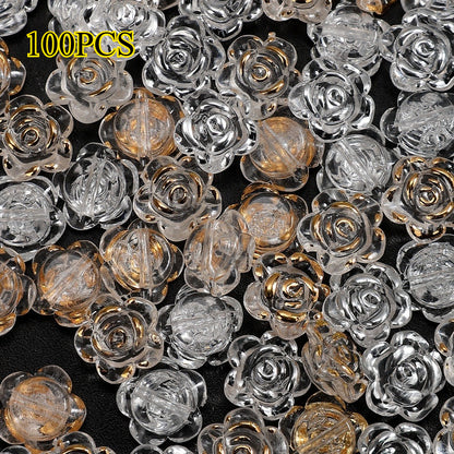 100pcs 12mm Clear Rose Acrylic Beads