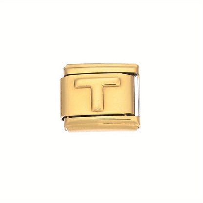 1pc 9x10mm Golden Stainless Steel Letter Bead