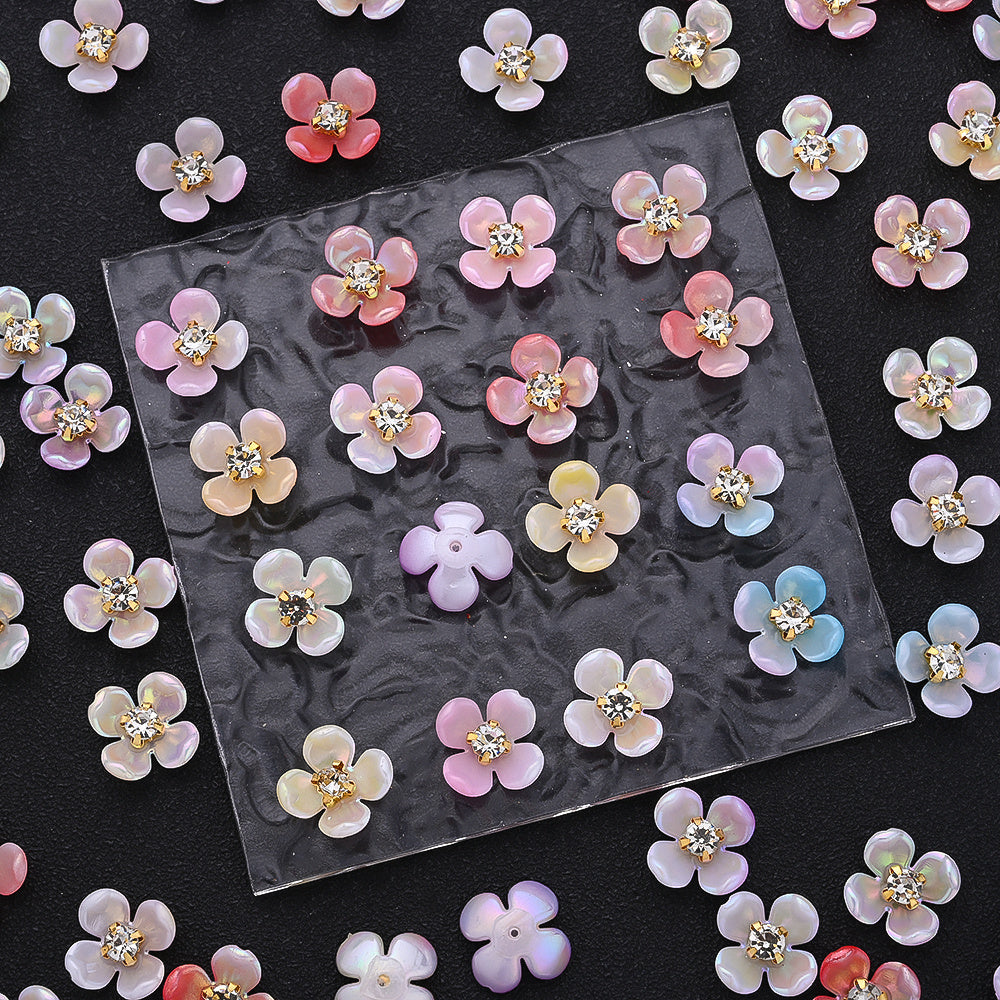 30pcs/set Four Petal Flower Acrylic Cabochon Beads