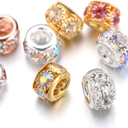 Transparent Glass AB Geometric Rhinestone Spacer Beads
