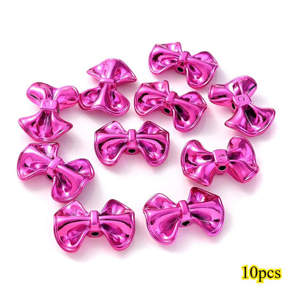 23 × 31mm 3D Christmas Bow Acrylic Spacer Beads, 10pcs