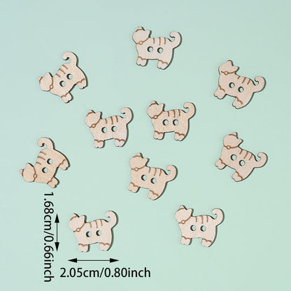 16.8x20.5mm Cat-Shaped Wooden Button Beads