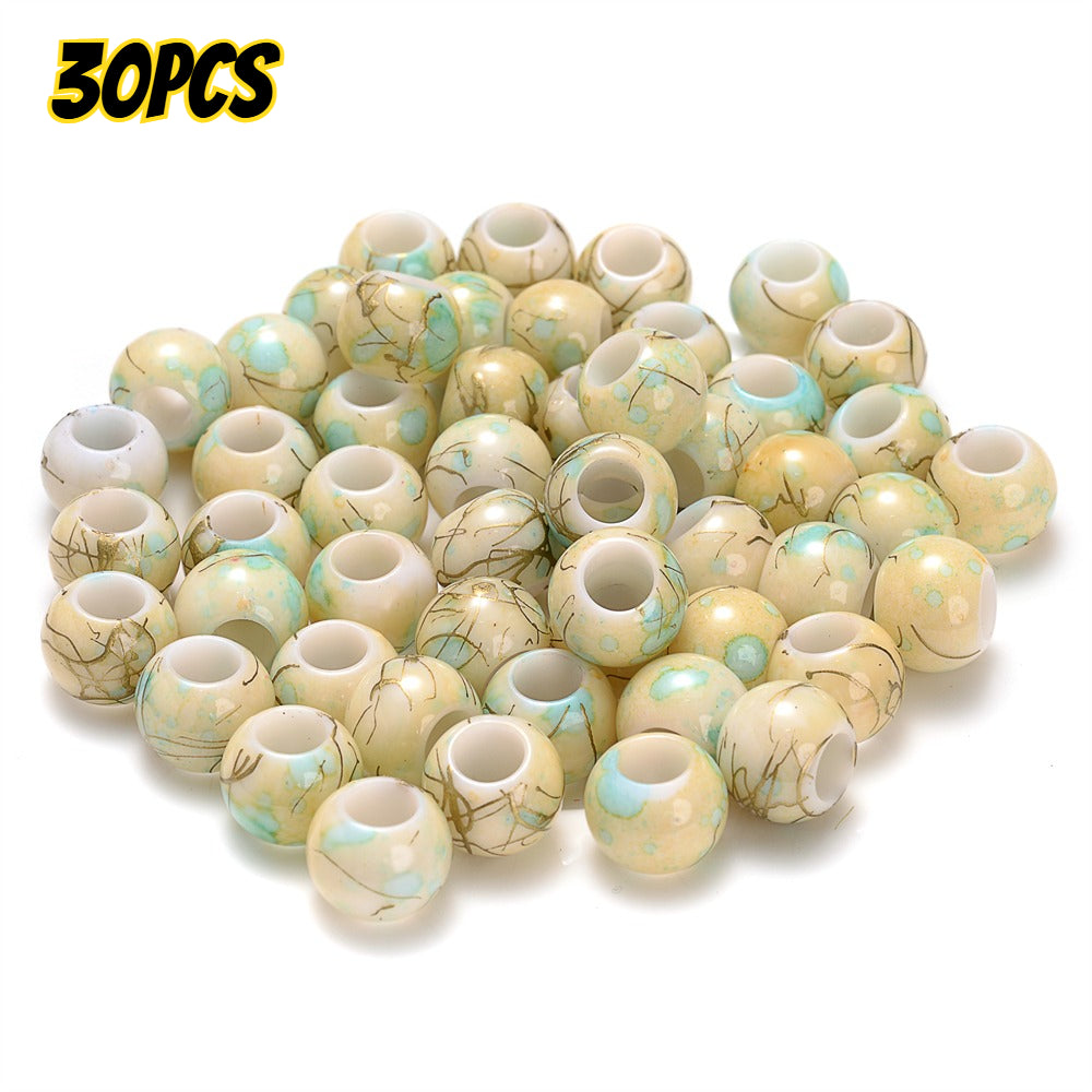 30pcs 10x8mm Multicolor Round Acrylic Dotted Beads