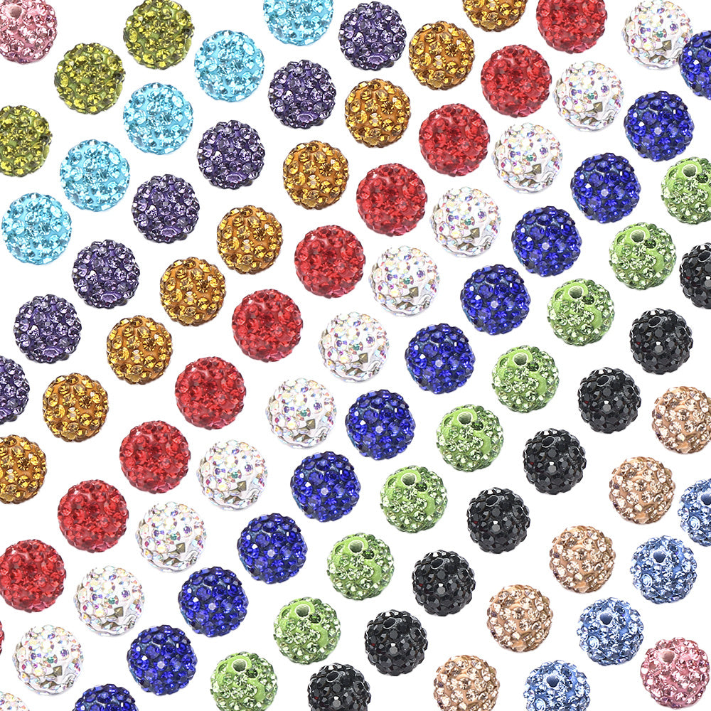 10mm AB Shiny Rhinestone Clay Beads