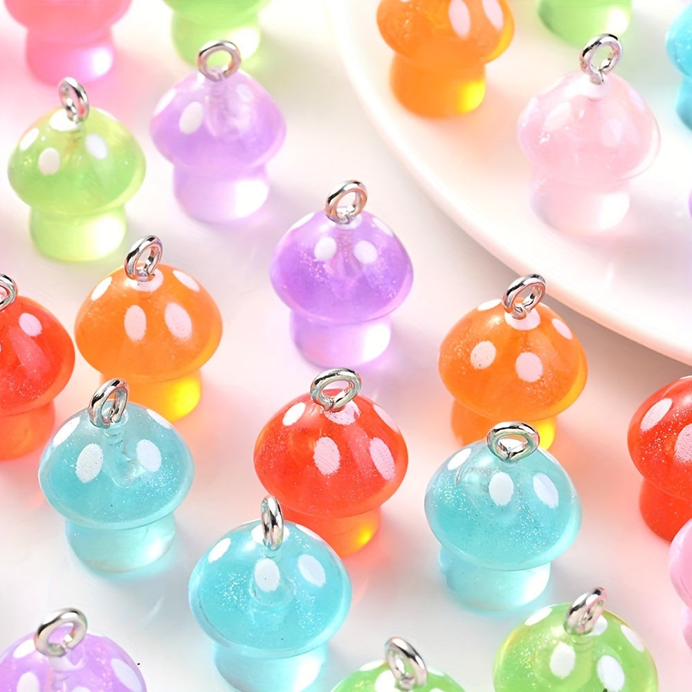 10pcs 17x12mm Glowing Resin Mushroom Pendant Beads