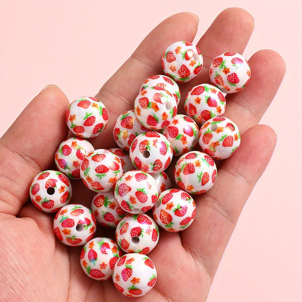 4/10pcs 16mm Pink Strawberry Resin Beads