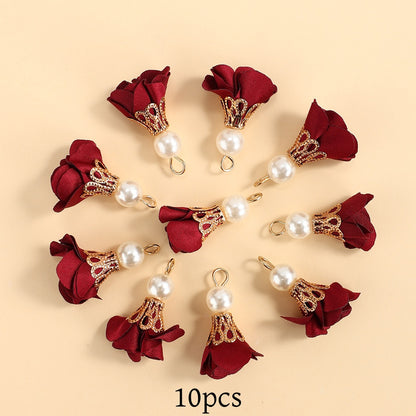 10pcs Colorful Petal Tassel Charm Pendants